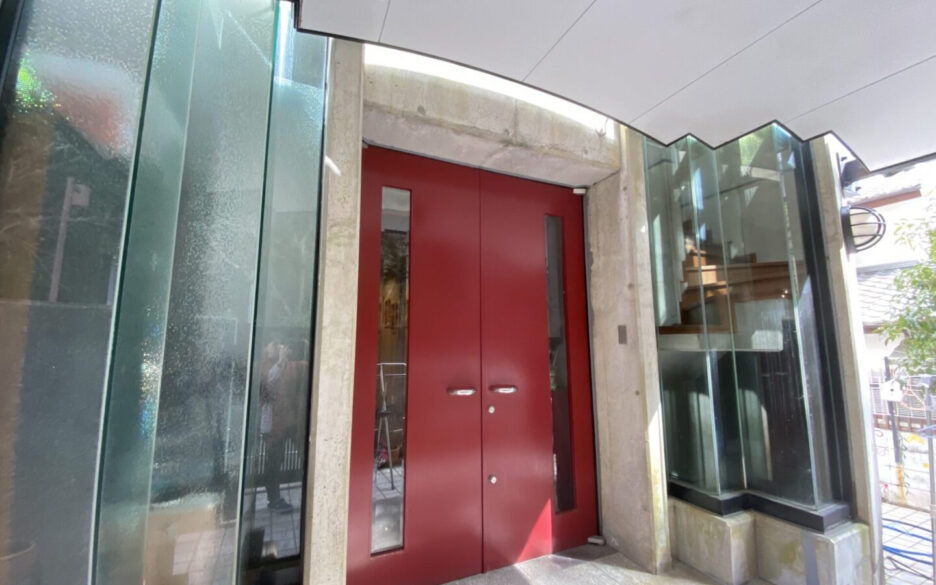 Modern concrete house in a quiet residential area